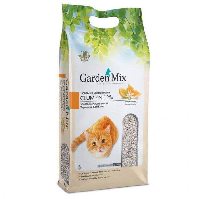 Gardenmix Portakal Kokulu Bentonit İnce Taneli Kedi Kumu 5 Lt